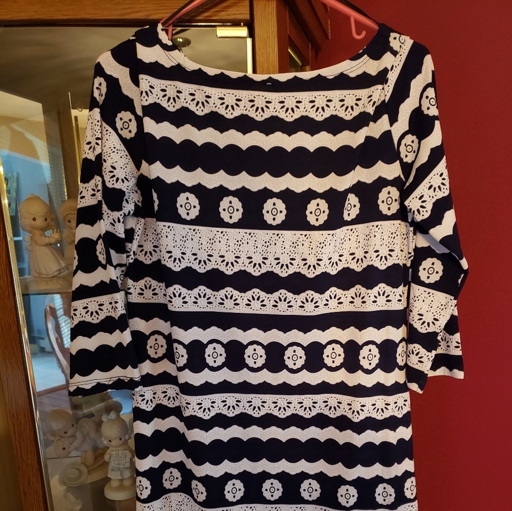 Touch Express white & Navy blue dress.